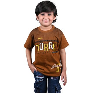 Kid Kupboard Cotton Baby Boys T-Shirt, Brown, Full-Sleeves, 4-5 Years KIDS8258