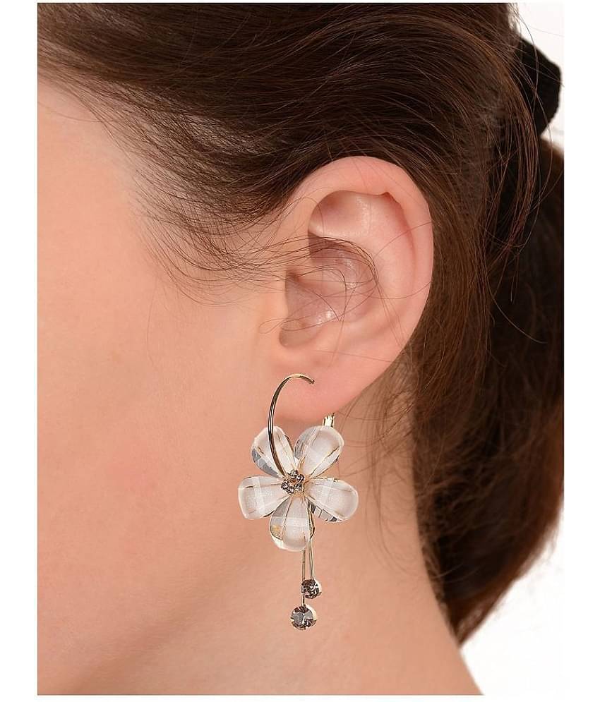 Youbella Jewellery Gold Plated Fancy Off White Hangings Earrings For Women