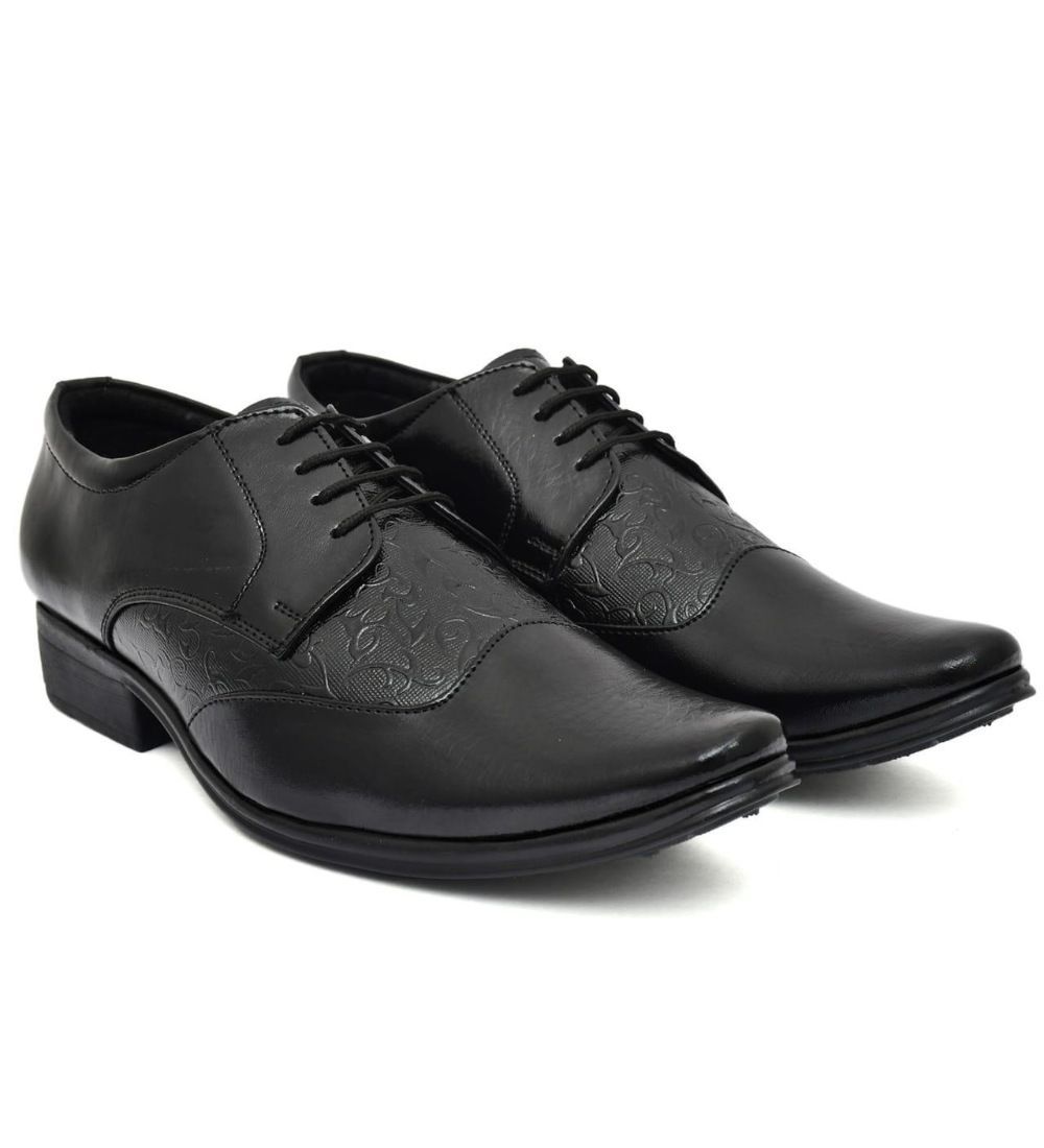 Mens Faux Leather Formal Shoes Size 7 (Black)