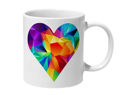 Multicolor Colorful Geometric Heart Ceramic Mug