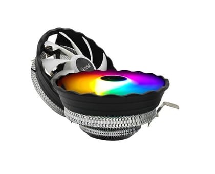 EVM EnAero 2.0 CPU Cooler Fan, 120mm Hydraumatic Bearing, LED Light, 1500RPM, 3-Pin Connector, Universal Socket Support  Intel & AMD Compatible, 1-Year Warranty(EVM-ECF-504)