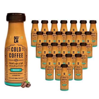 SOLH Mocha Cold Coffee Smooth, Creamy & Intense Bottle 200 Ml (Pack of 24)