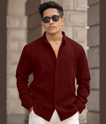 color bucket Cotton Blend Regular Fit Popcorn Textured Full Sleeves Men's Casual Shirt - Cream ( Pack of 1 )