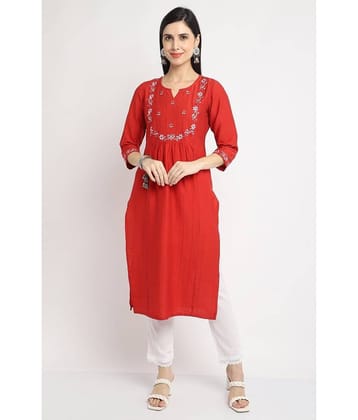 Rajnandini - Red Rayon Women's A-line Kurti ( Pack of 1 )