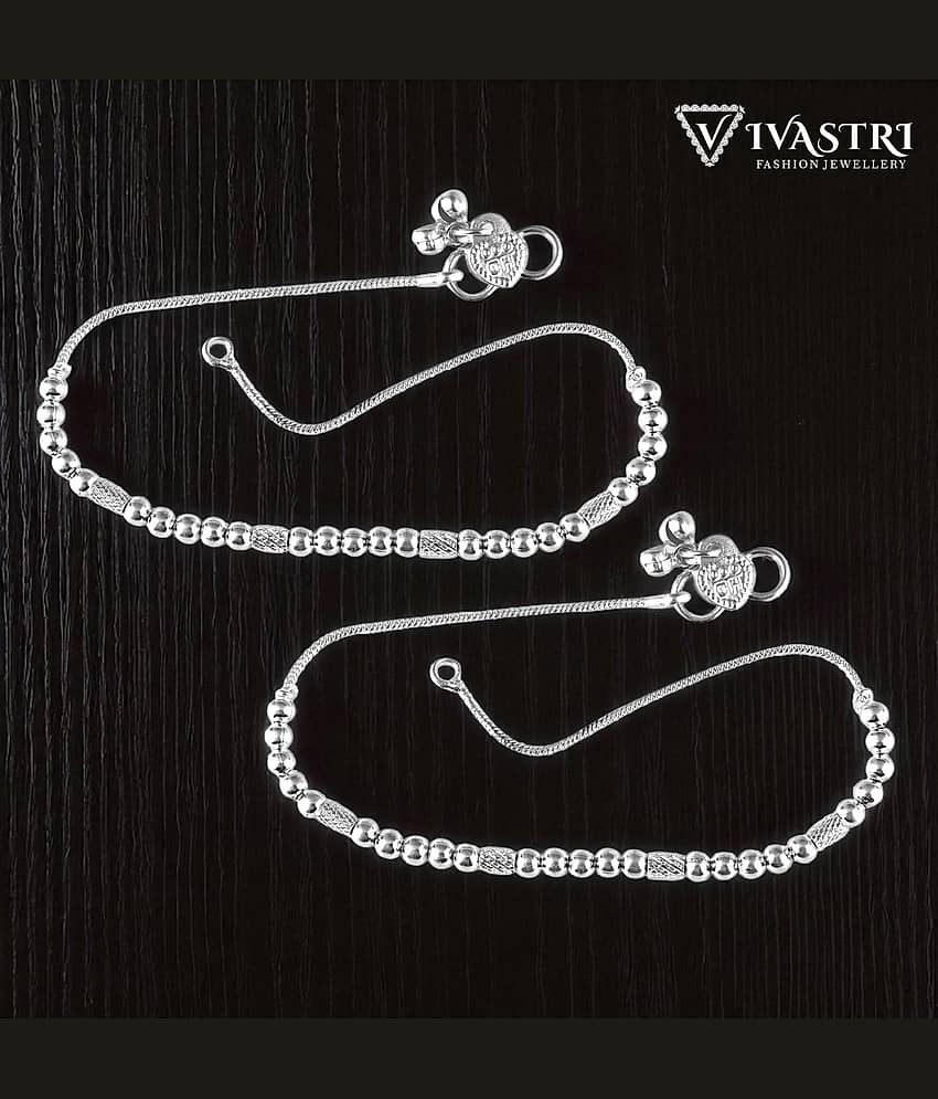 VIVASTRI Silver Anklets ( Pack of 2 )
