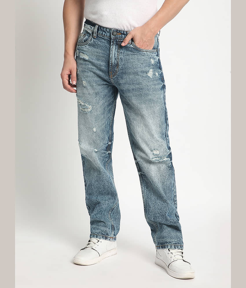 Bene Kleed Straight Distressed Men's Jeans - Blue ( Pack of 1 )