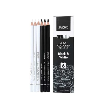 Brustro Coloured Pencils Black And White Set Of 6