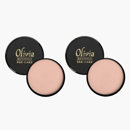 Olivia Pan Cake 100% Waterproof 25g x 2 | Full Coverage Makeup Base | Smudge-Proof & Sweat-Resistant | Long-Lasting Velvety Finish | Hides Blemishes | For All Skin Types | Pack of 2 | Fresh Peach - 23 Olivia Pan Cake 100% Waterproof 25g x 2 | Full Covera