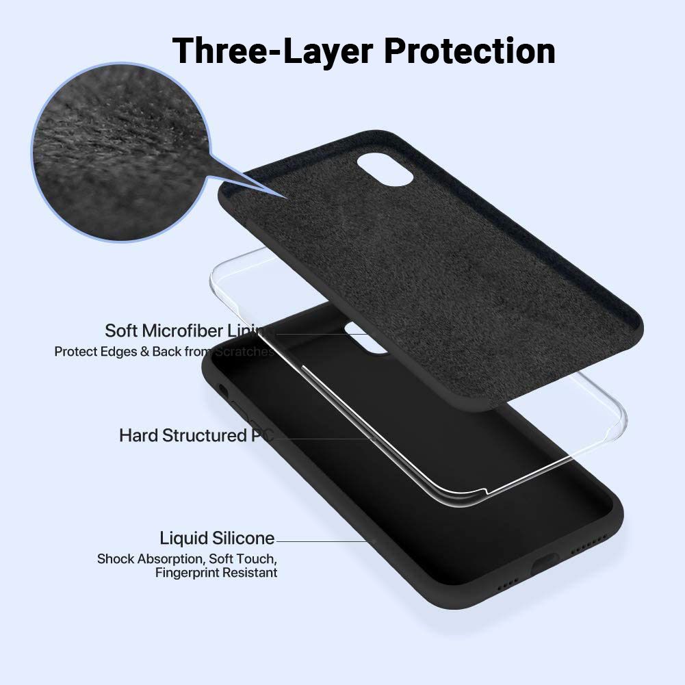 LIRAMARK Liquid Silicone Soft Back Cover Case for Apple iPhone X/XS