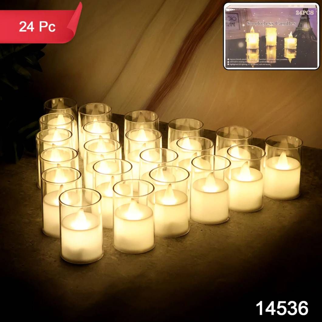 Smokeless LED Tealight Candles (24 Pcs)