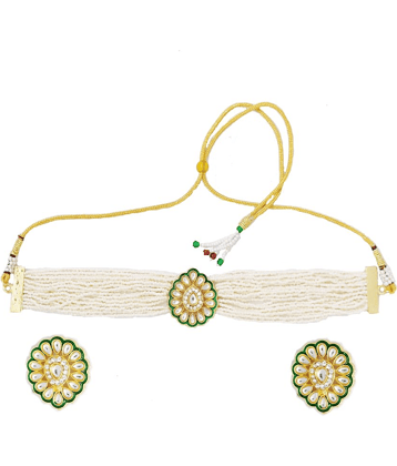 gilher - Golden Pearls Necklace Set ( Pack of 1 )