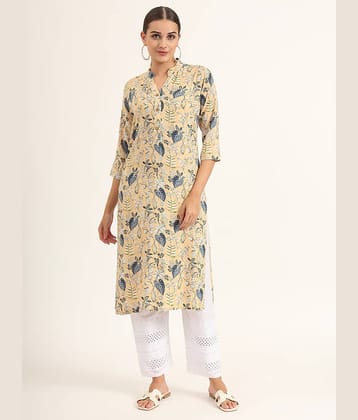 Divena Pack of 1 Rayon Printed Straight Women's Kurti - ( Yellow )