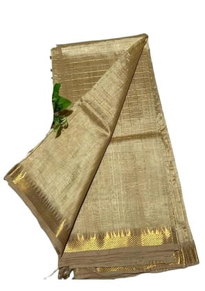 Exclusive Handloom Women's Linen Tissue Silk Check Saree with running blouse piece attached