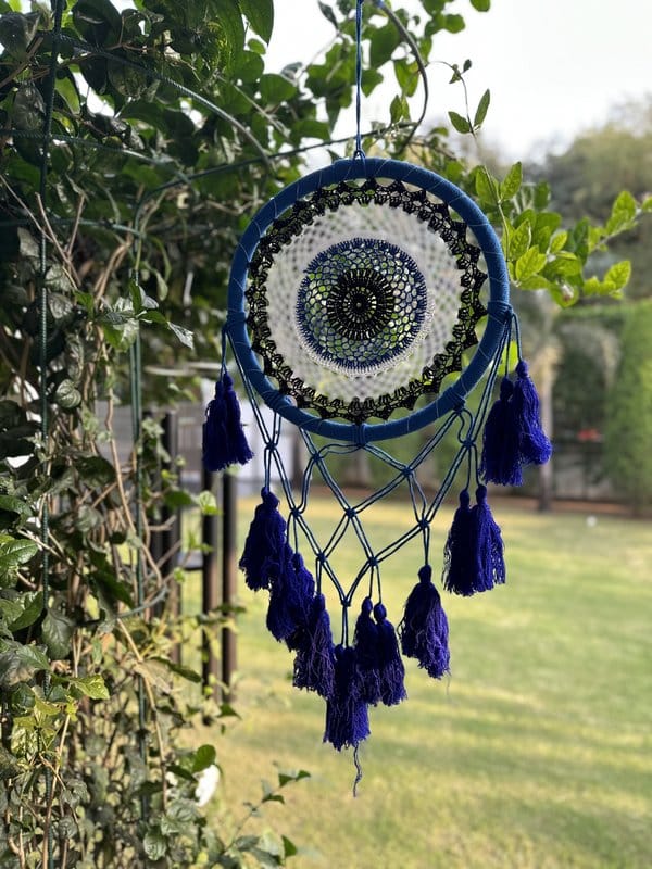 KRI India The Peacock Evil Eye Aesthetic Enhancer| Purple Ring | 14x28 inches  | Wash & Care | 100% Cotton | Handcrafted in India. 100% organic & natural.