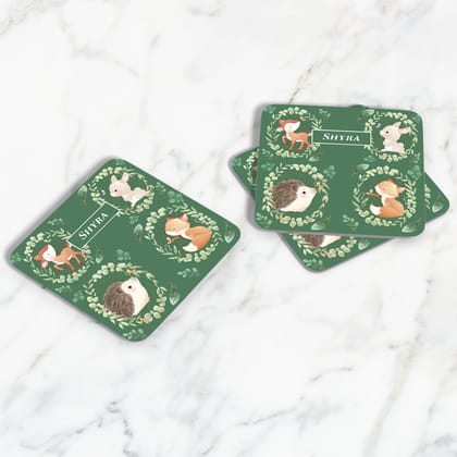 Woodland Wonders Coasters (kids)-Emerald