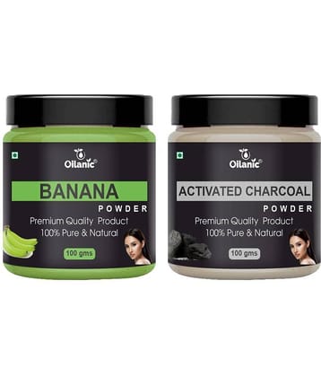 Oilanic 100% Pure Banana Powder & Charcoal Powder For Skin Hair Mask 200 g Pack of 2