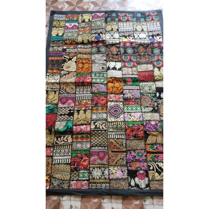 Khamma Ghani Floral Wall Hanging Tapestry Kambadiya Work - 40X60 Inch