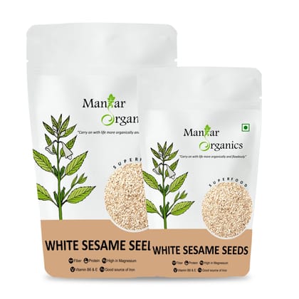 ManHar Organics Natural White Sesame Seeds 750gm | White Til | (pack of 2, 500gm + 250gm)