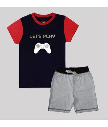 ETCHED DESIGN Pack of 1 Boys Cotton T-Shirt & Shorts Set ( Multicolor )