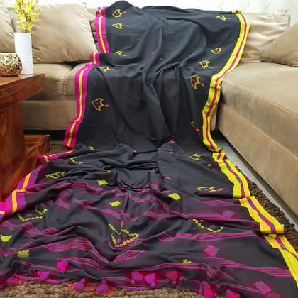 AWESOME LINEN COTTON PRINTED SAREE - 1855