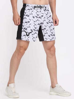 Invincible Men's MMA Training Shorts-White Camo - Black / XL
