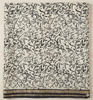MOORA Tigress Beige and Black Hand Block Print Chanderi Silk Saree Length 5.50 Meters Width 44 Inches with Blouse Piece 1 metre MOORA Tigress Beige and Black Hand Block Print Chanderi Silk Saree Length 5.50 Meters Width 44 Inches with Blouse Piece 1 metre