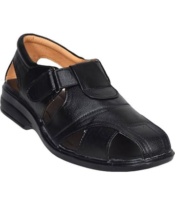 IndiForce Black Leather Sandals