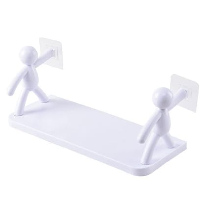 Plastic Self Adhesive Bathroom Shelf for Wall | Wall Mounted Storage Rack for Bathroom & Kitchen | No Drill Waterproof Wall Hanging Shelf for Bathroom
