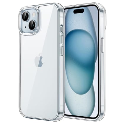Sounce Back Cover Case for iPhone 15, Shockproof Scratch-Resistant TPU Hard Clear Back Case with Military-Grade Drop Protection [Crystal Transparent] Clear / iPhone 15 - Trans