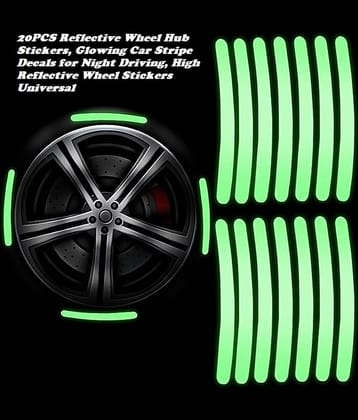 Dust N Shine 20PCS Reflective Wheel Hub Stickers, Glowing Car Stripe Decals for Night Driving, High Reflective Wheel Stickers Universal