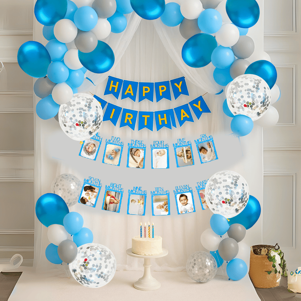 1st Birthday Decoration Combo Pack for Boys - 70PC - Party and Festive Needs | Buy online on ZillyBuy