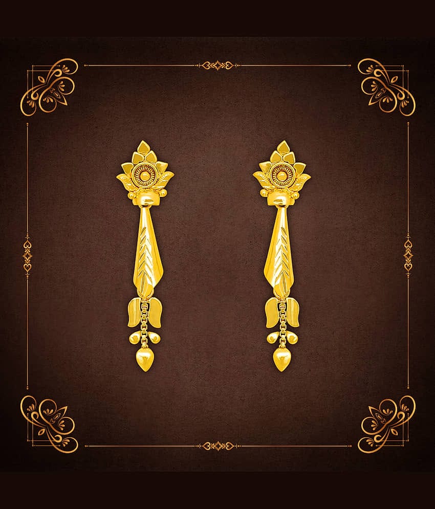 LUV FASHION Golden Jhumki Earrings ( Pack of 1 )