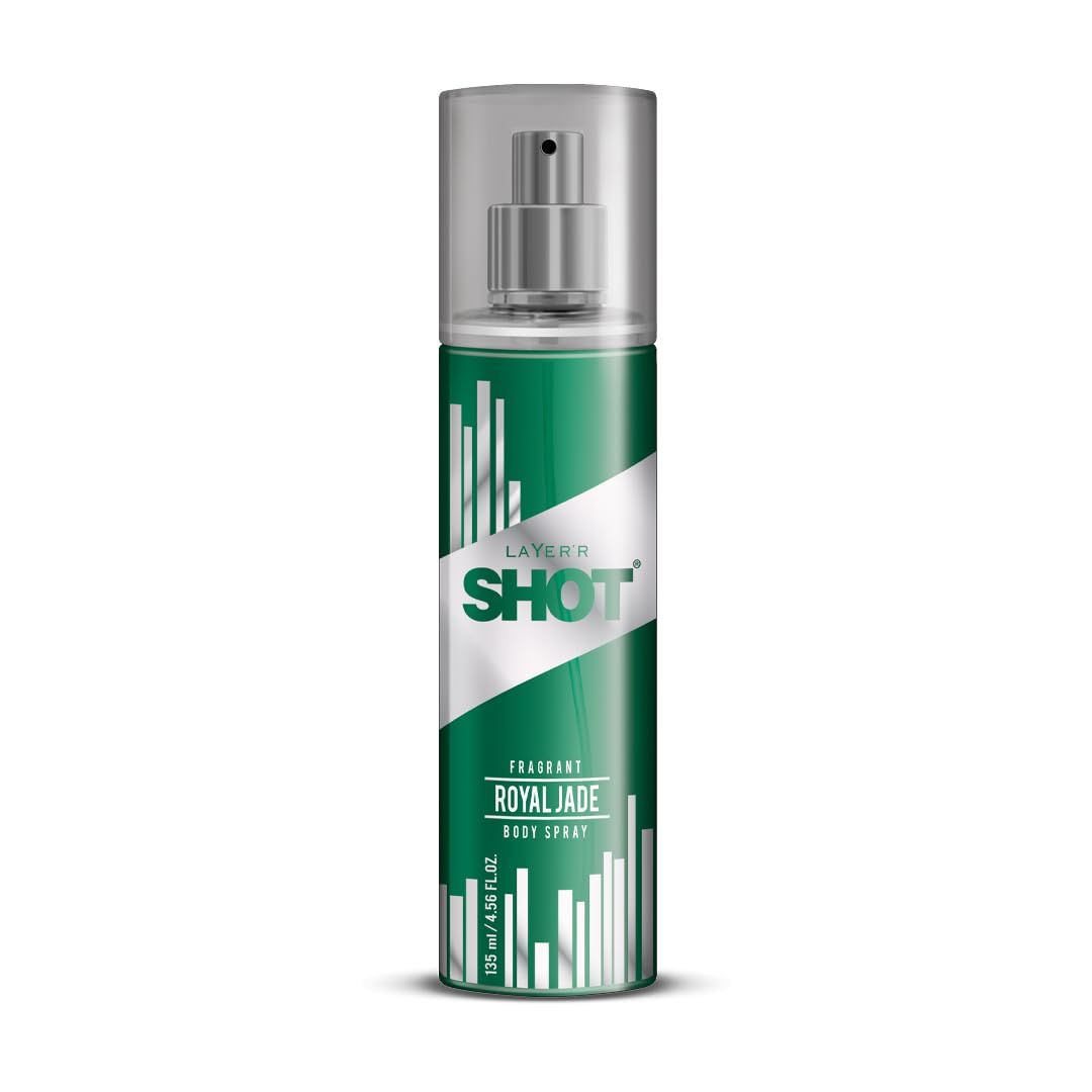 Layerr Shot Royal Jade Body Spray for Men 135ml | Long-Lasting Premium Green & Fresh Fragrance | Citrus, Herbal & Woody Notes | Everyday Wear | Skin-Friendly & IFRA Certified Layerr Shot Royal Jade Body Spray for Men 135ml | Long-Lasting Premium Green &