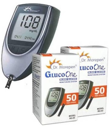 Dr. Morepen 100 Sugar Test Strips(50*2) For Bg03 Glucometer