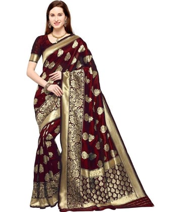 kedar fab Jacquard Woven Saree With Unstitched Blouse Piece ( Blue )