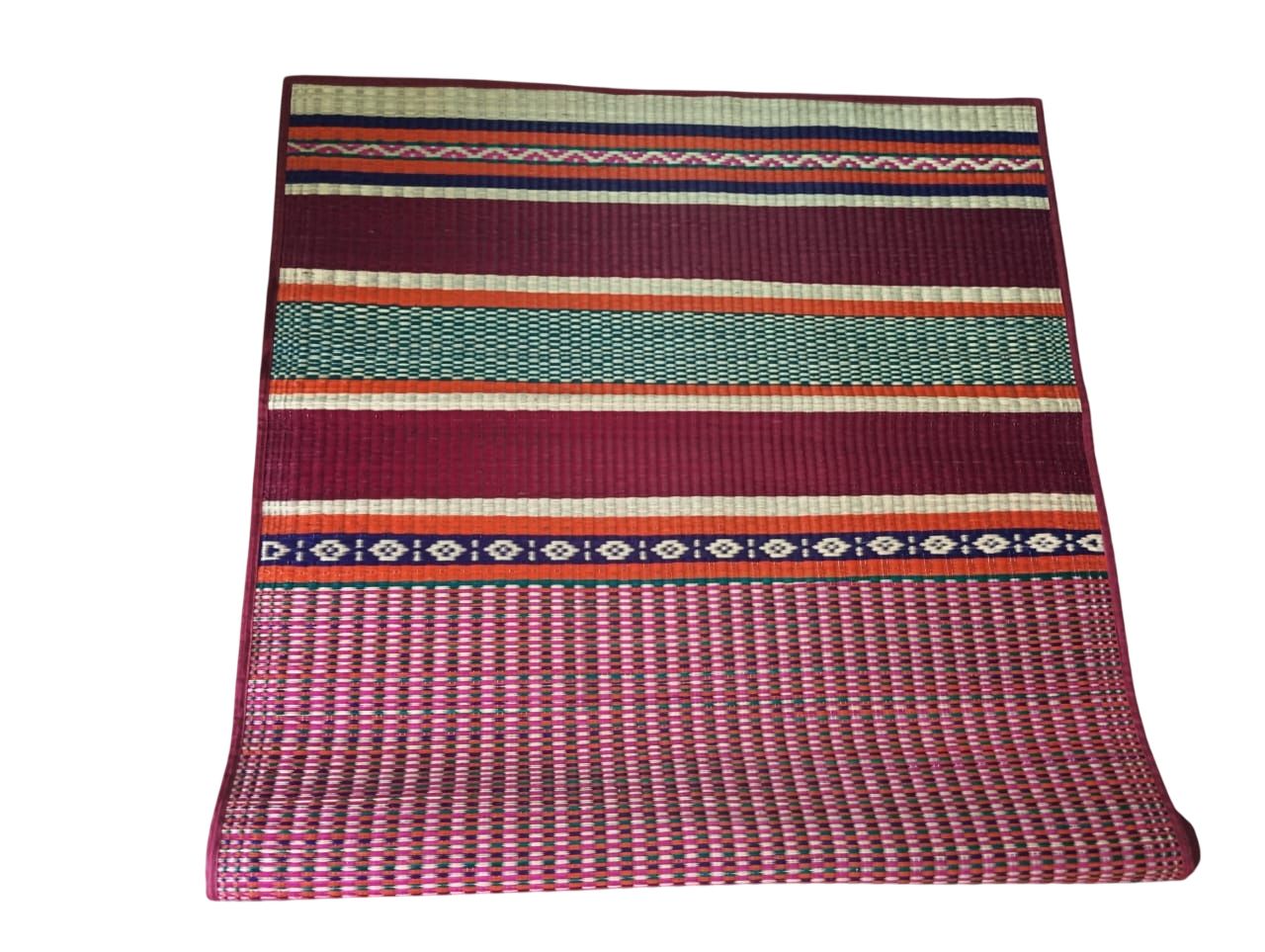 Hand-Woven Pattamadai River Grass Yoga Mat - Colorful & Eco-Friendly