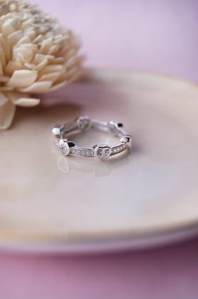 Forever Heart Rose Gold Plated Sterling Silver Ring-US 6 = 16.5mm Diameter / Silver