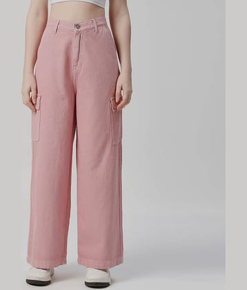 HJ HASASI - Pink Cotton Wide Leg Women's Jeans ( Pack of 1 )