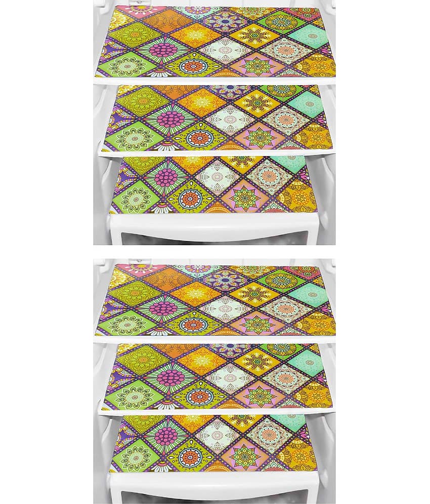Revexo PVC Floral Fridge Mats ( 40 30 ) Pack of 6 - Multicolor