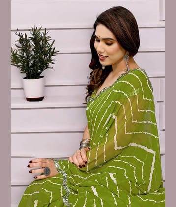TTH Georgette Printed Saree With Unstitched Blouse Piece ( Blue )