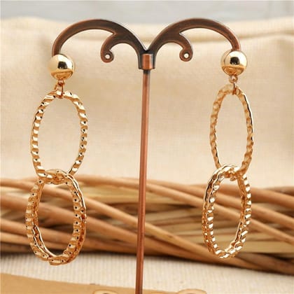 Gold Plated Hand Crafted Geometric Drop Earring- WER11