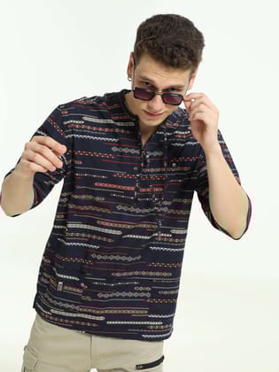 Midnight Aura Black Drop Shoulder Kurta-S / Jet Black