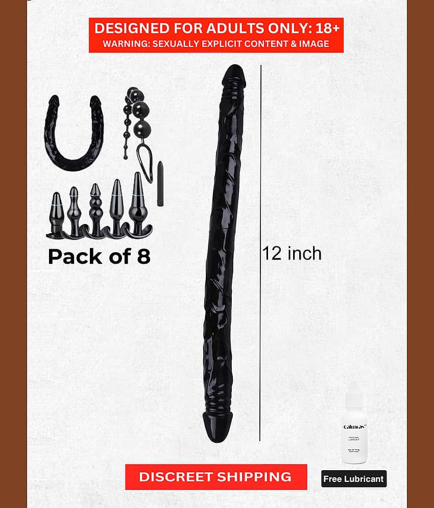 Lesbian Toys Sets - 5 Butt Plug and 1 Double Ended Dildo With 1 Vibrator Dildo | 5 Set of Anal Butt Plug with 1 Big Anal Beads for Beginners