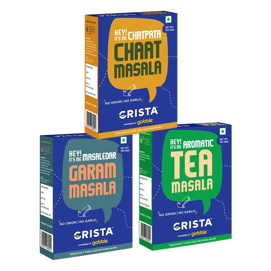 CRISTA Desi Multipurpose Seasonings Combo Pack (Chaat Masala 100 gm, Garam Masala 100 gm & Tea Masala 100 gm) - Pack of 3