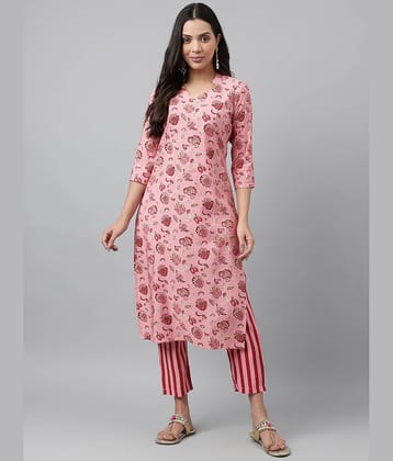 Hritika - Pink Straight Chanderi Women's Stitched Salwar Suit ( Pack of 1 )