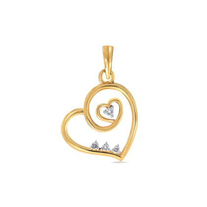 Senco Gold 14K Yellow Gold Whisper of Heart Diamond Pendant (Gold Weight - 1.4 g / 0.05 carat / HI-SI)