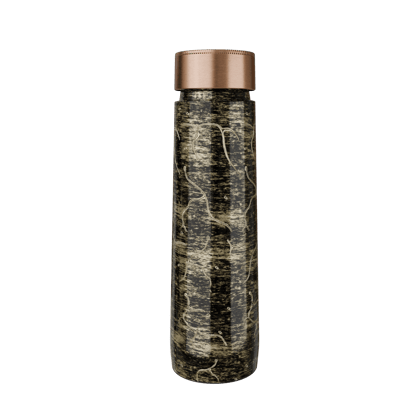 Pure Copper Elegant 1000 ml Premium Coated Water Bottles (Gold Black Abstract, 1000 Ml)-Gold
