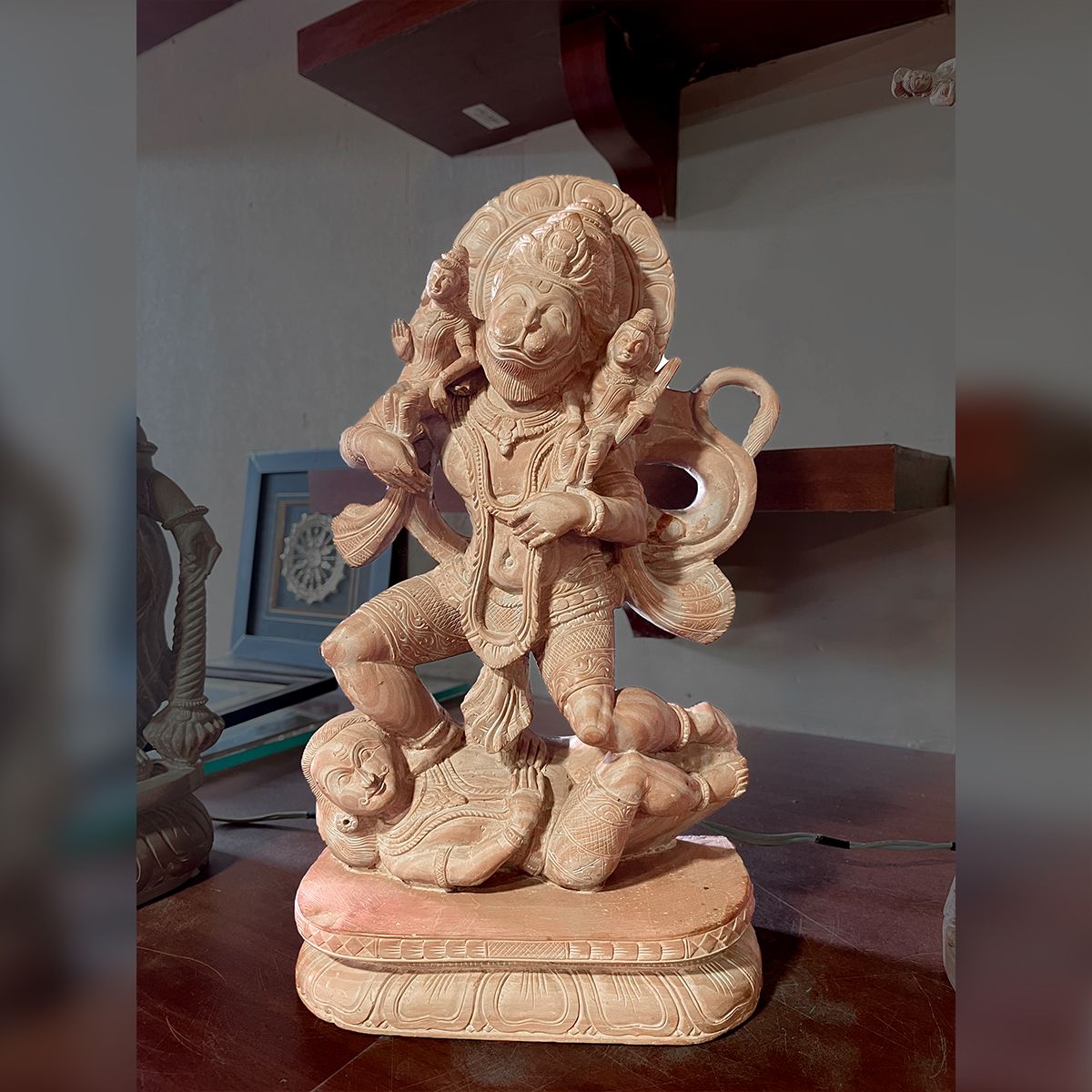 Lord Hanuman Pink stone statue