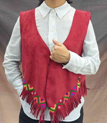 Himachali Shrugs (Cherry) – Handmade Pahadi Jacket for Women
