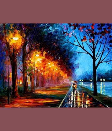 Asmi Collection Abstract Night Scene Self Adhesive Vinyl Wall Sticker ( 45 x 60 cms )